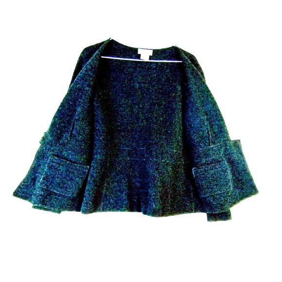 Talbots Cardigan Women's PS Grey 100% Wool Long Sleeve 1 Button Front Regency - Picture 4 of 8